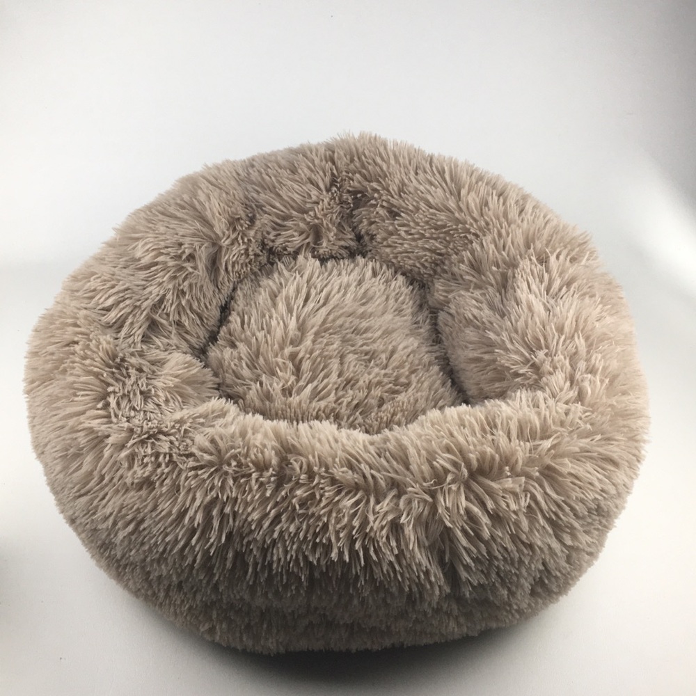 Small pet dog cat plush donut bed
